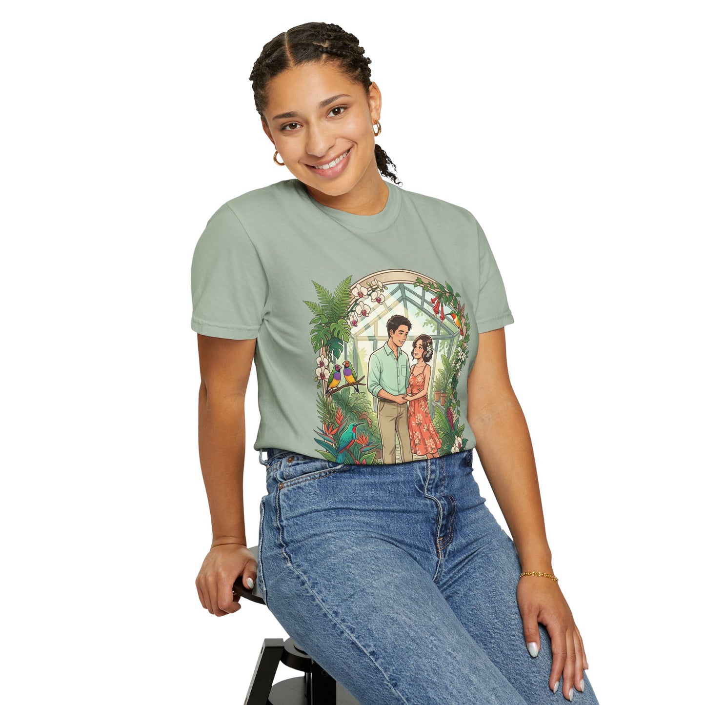 Romantic Greenhouse Couples T-Shirt — “Love Grows Where We Nurture It”