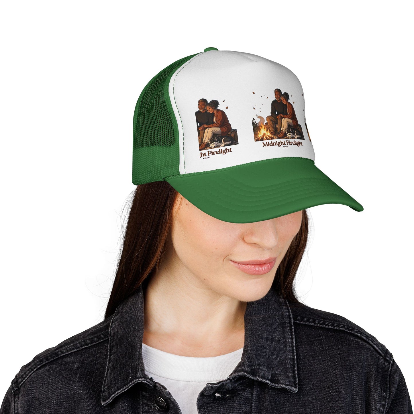 Trucker Cap — 'Midnight Firelight' Campfire Graphic Hat