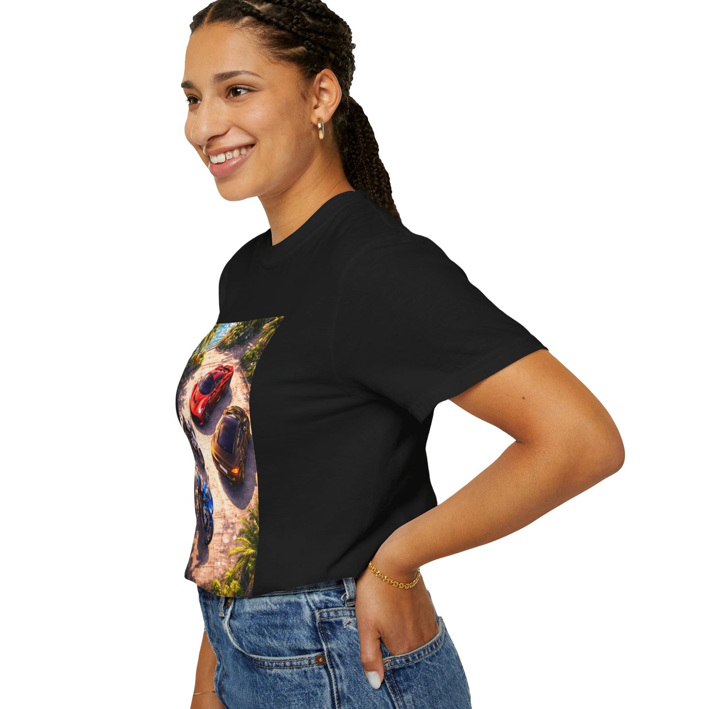 MULTI-VEHICLE - T-Shirt — Tropical Sports Cars & Motorbikes Print