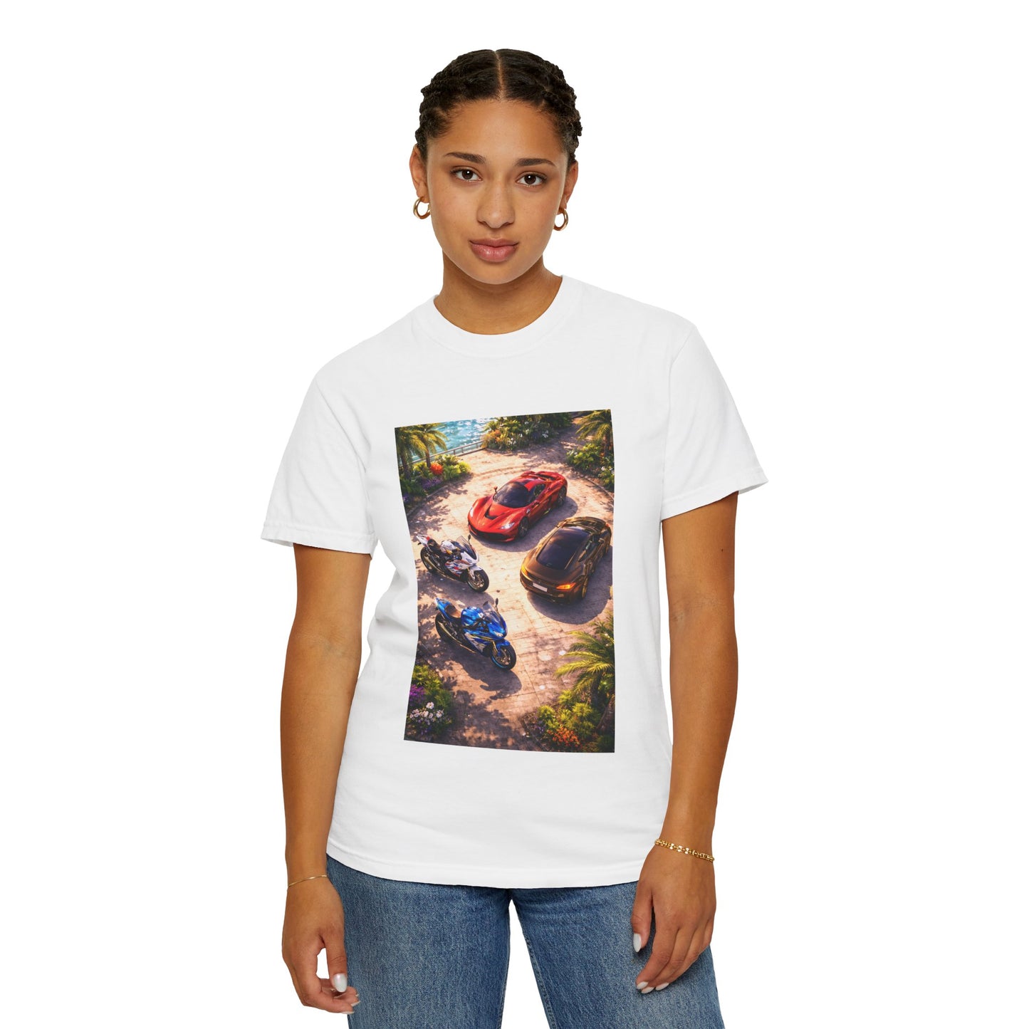 MULTI-VEHICLE - T-Shirt — Tropical Sports Cars & Motorbikes Print