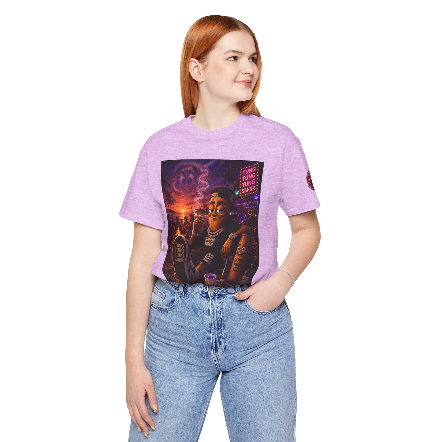 Tung Tung Tung Sahur Laid-Back Nightlife Graphic Tee — "Things Take Time" Urban Cartoon Design