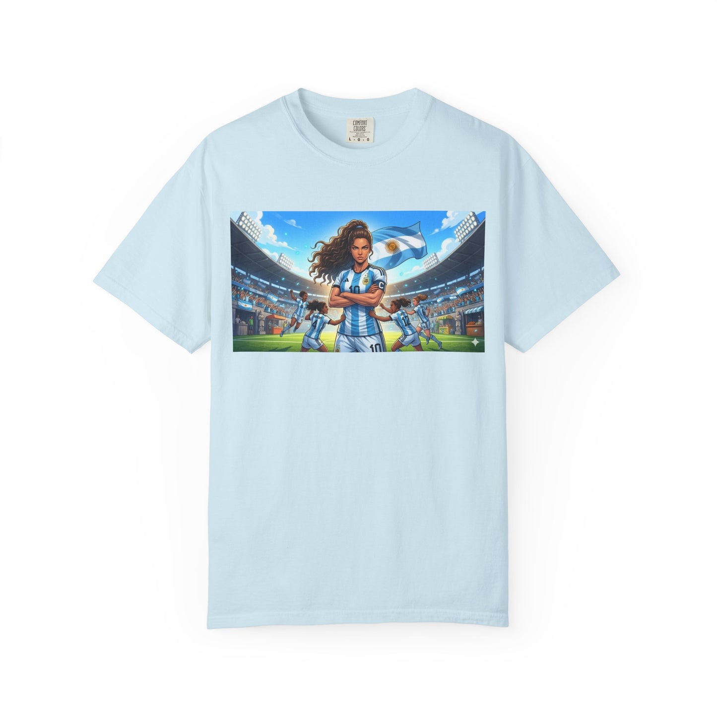 Argentina Soccer Heroine Stadium T-Shirt – Female Soccer Player Graphic Tee