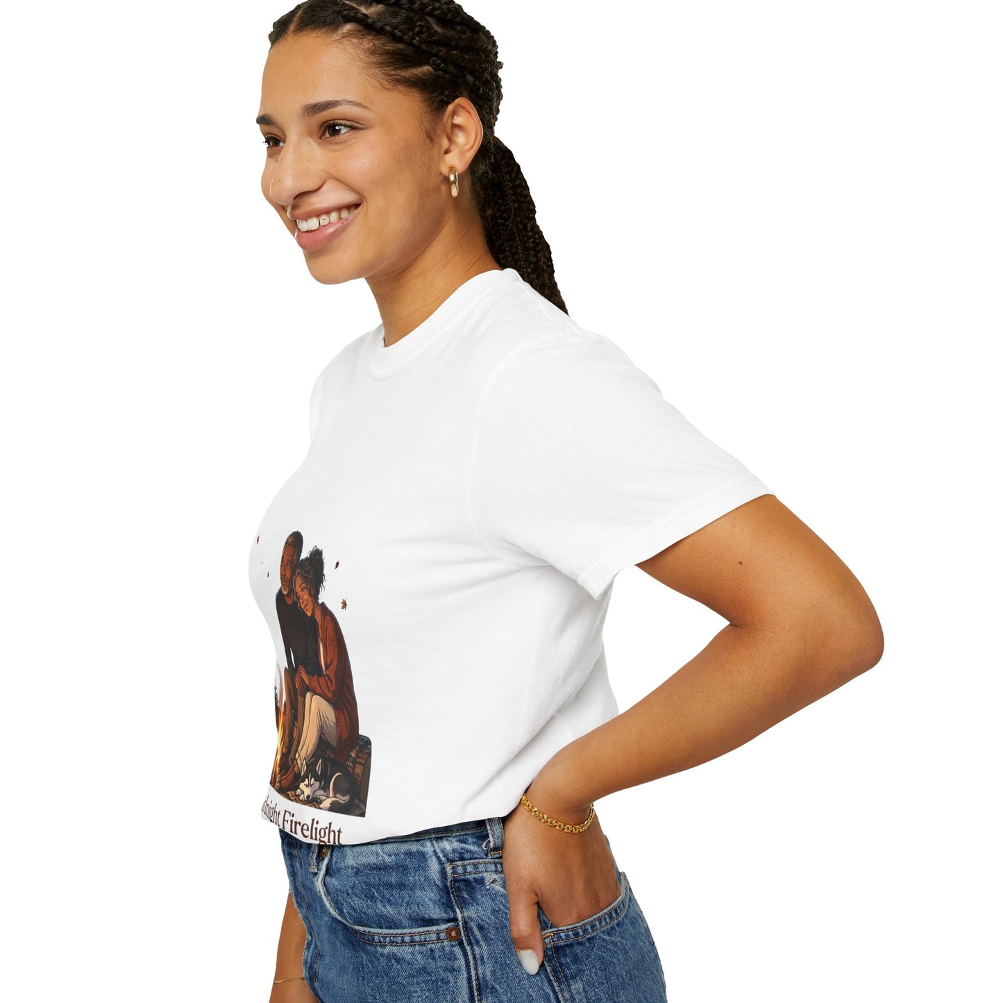 Midnight Firelight T-Shirt — Cozy Couple Campfire Graphic Tee