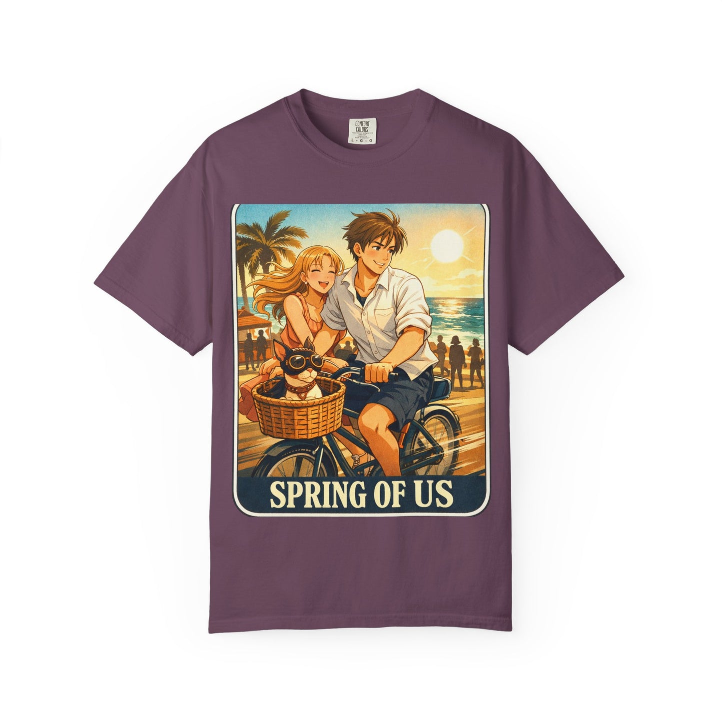 Spring of Us T-Shirt — Vintage Beach Couple Bicycle Design