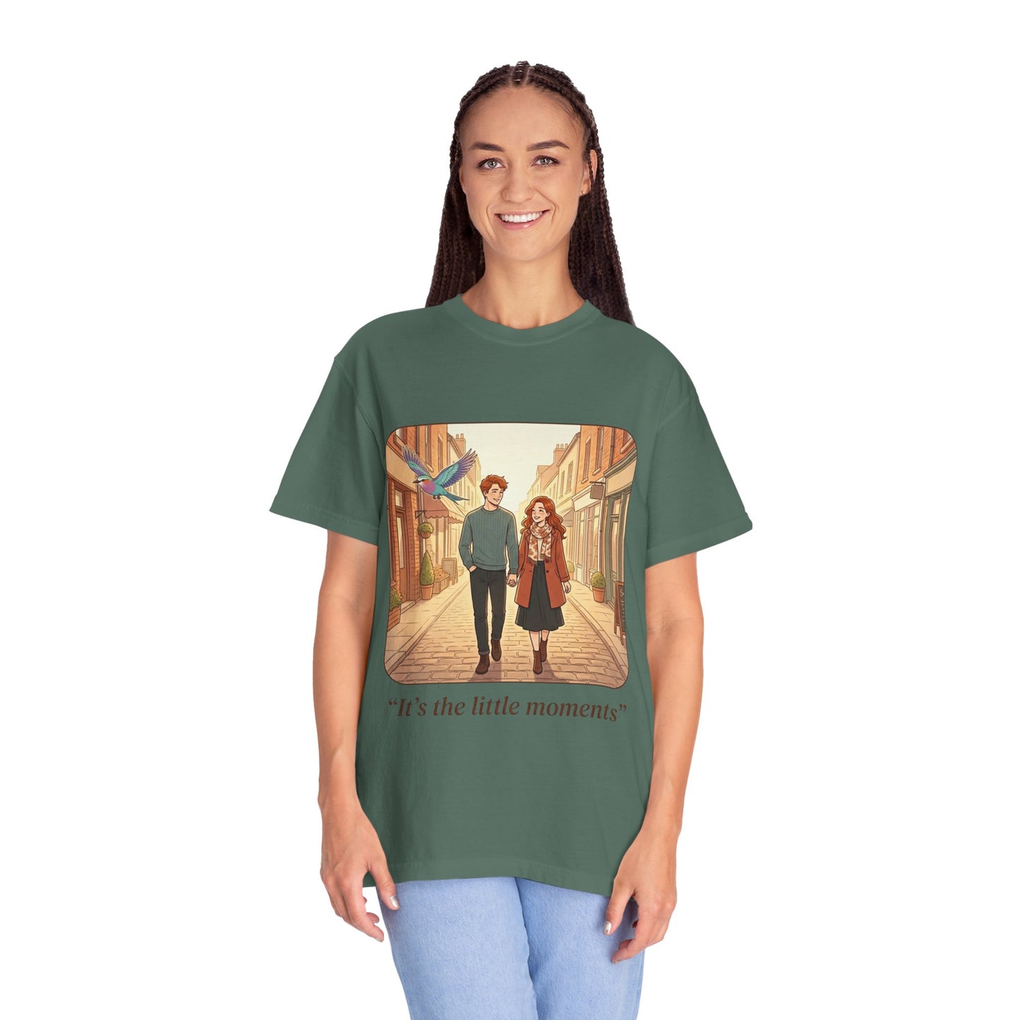 Romantic Stroll T-Shirt — “It’s the little moments” Couple Illustration Tee