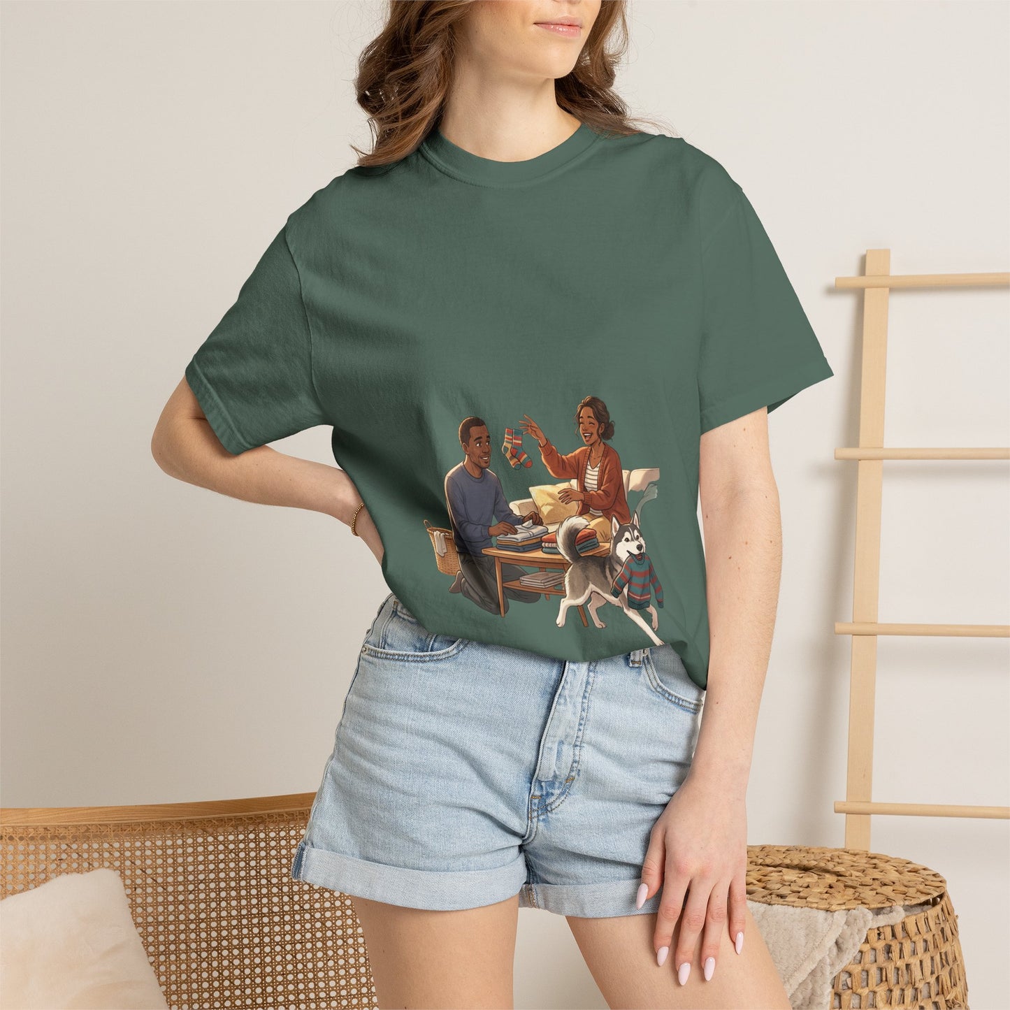 Picnic Cheers T-Shirt — Vintage Couple & Dog Illustration Tee