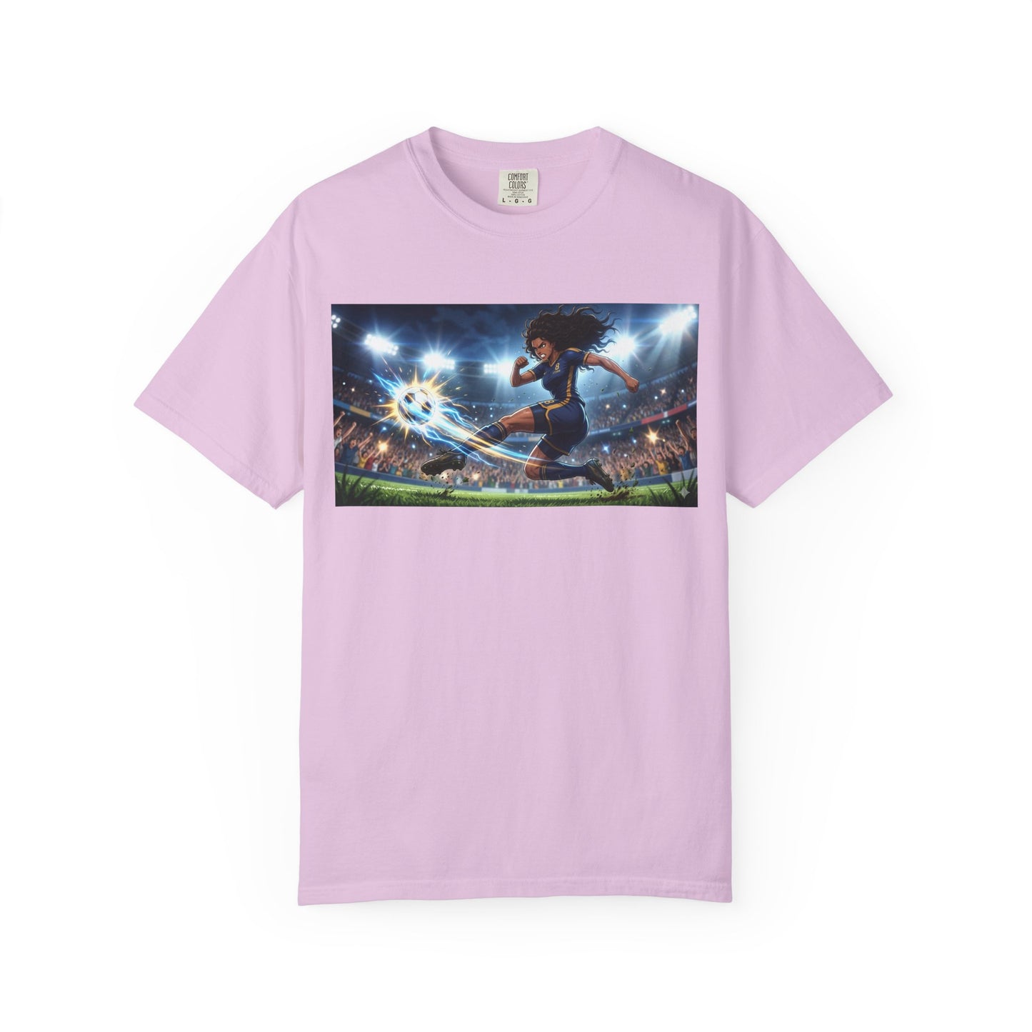 Soccer Kick Graphic T-Shirt — Energetic Stadium Football Design