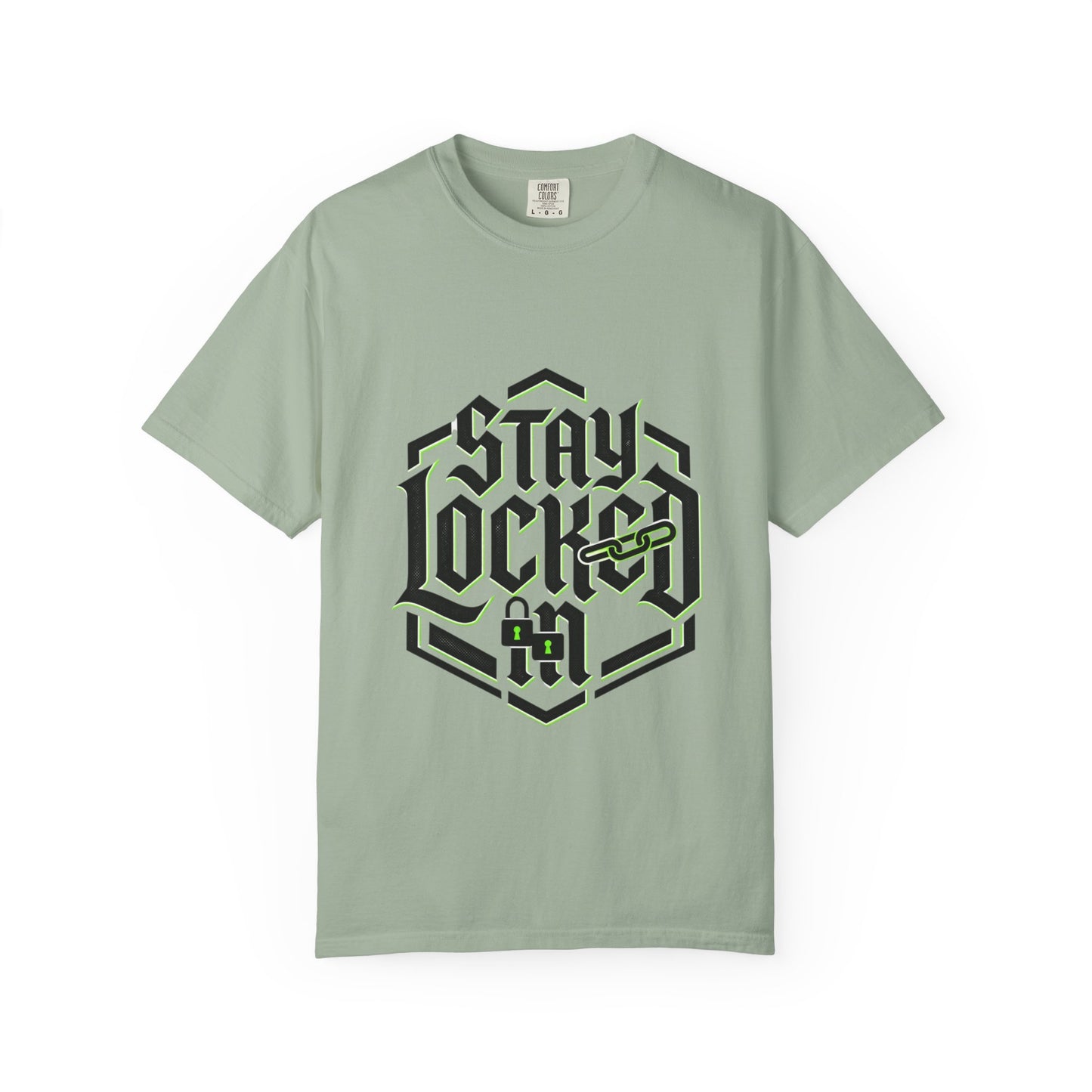 Stay Locked In T-Shirt — Bold Gothic Logo Tee