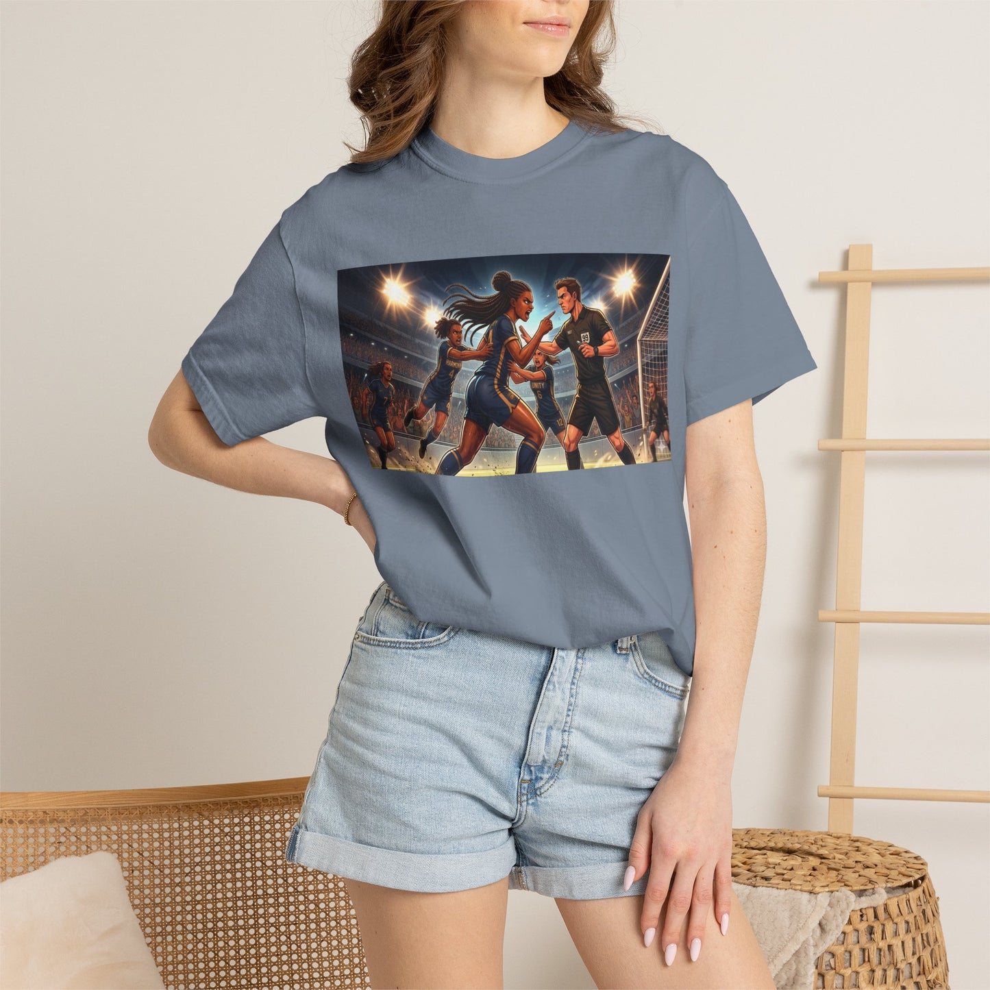 Soccer Night Match T-Shirt — Dynamic Players Under Stadium Lights