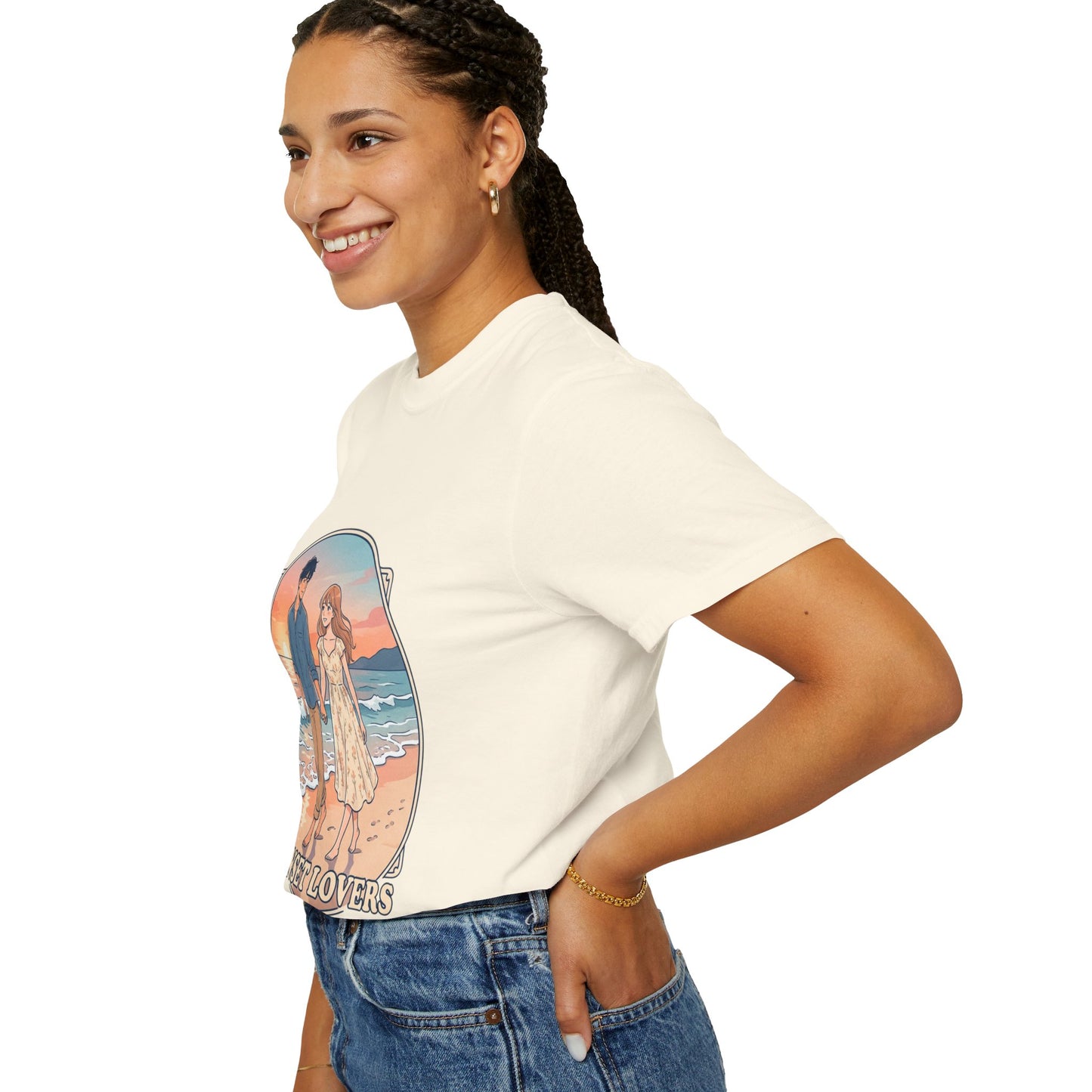 Sunset Lovers Beach T-Shirt — Romantic Couple Graphic Tee