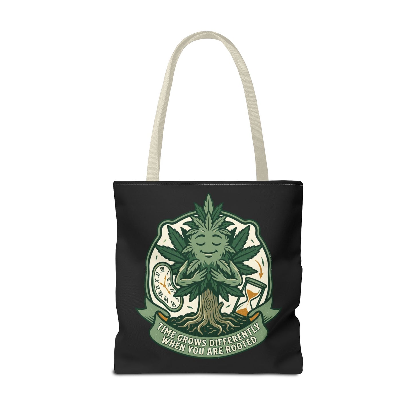 Rooted Tree Spirit Tote Bag — “Time Grows Different When You Are Rooted” Eco Tote