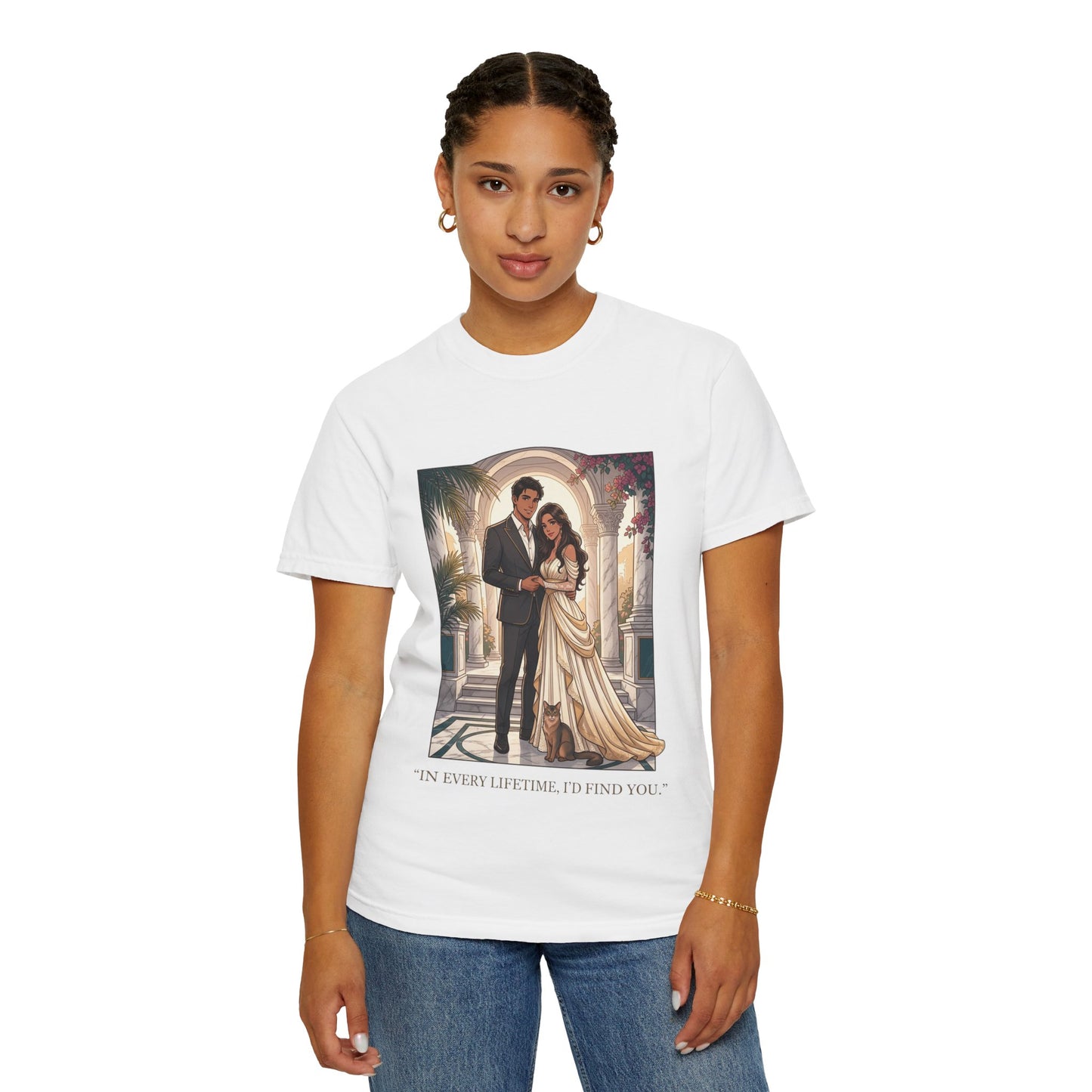 Romantic Vintage Wedding Portrait T-Shirt — "In Every Lifetime, I'd Find You"