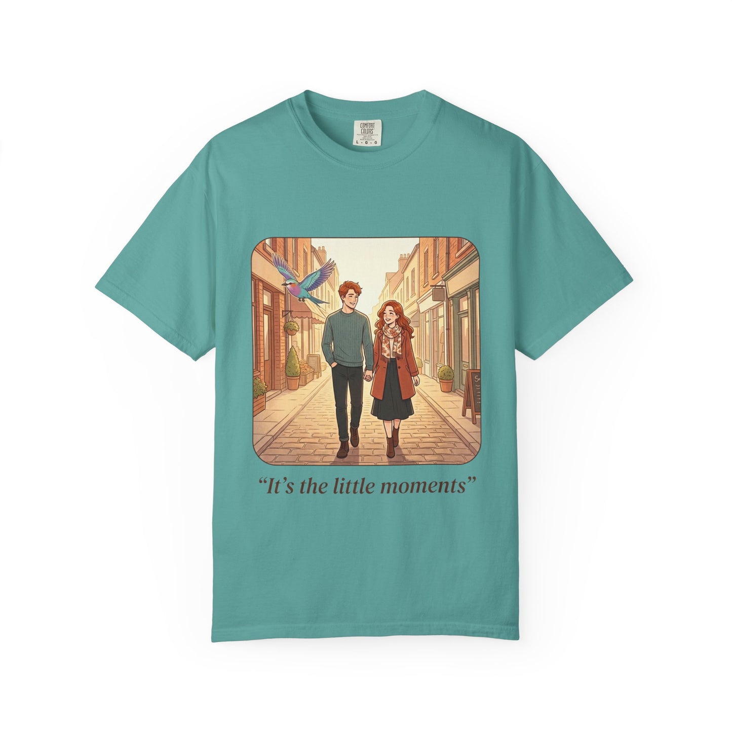 Romantic Stroll T-Shirt — “It’s the little moments” Couple Illustration Tee