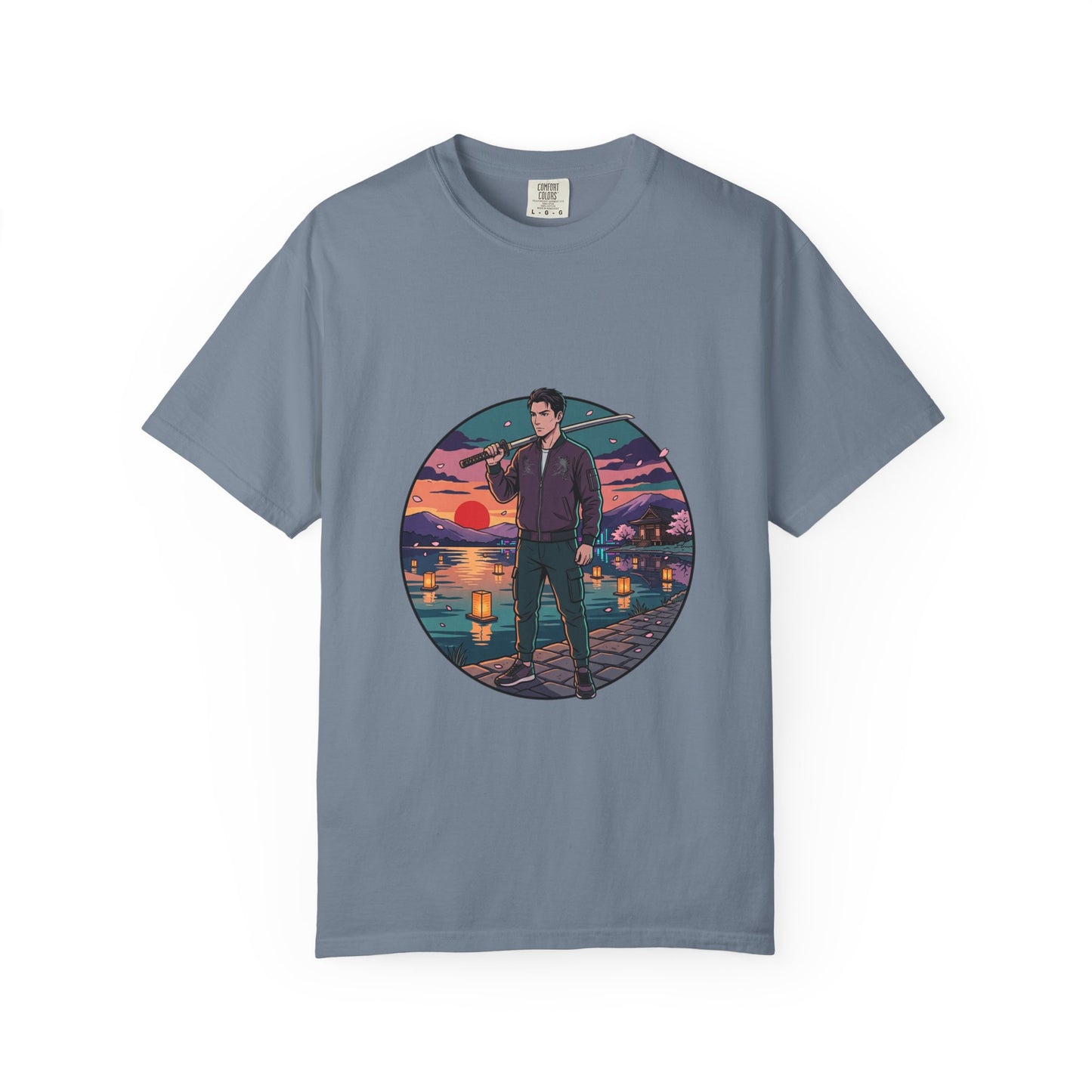 Vintage Night Harbor T-Shirt — Retro Sunset Fisherman Graphic Tee