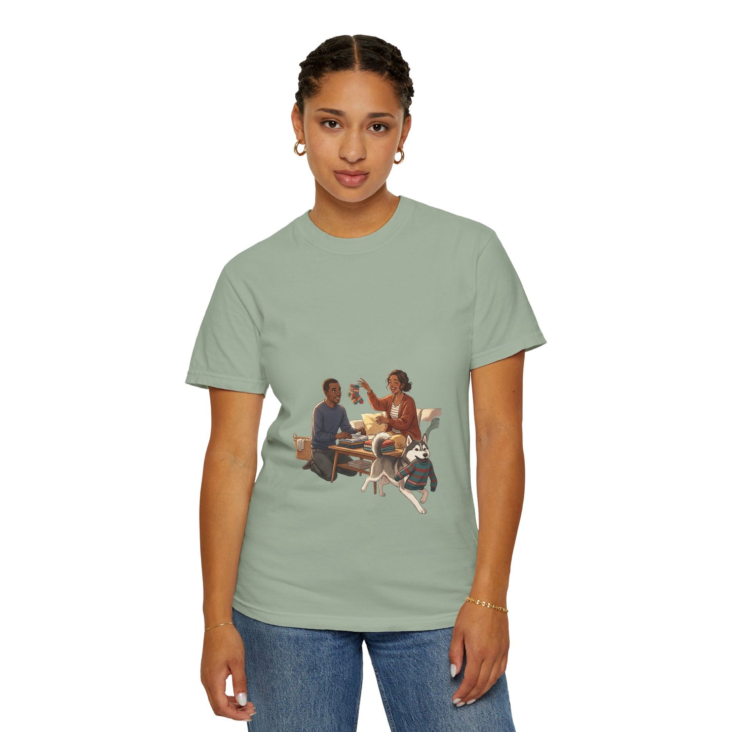 Picnic Cheers T-Shirt — Vintage Couple & Dog Illustration Tee