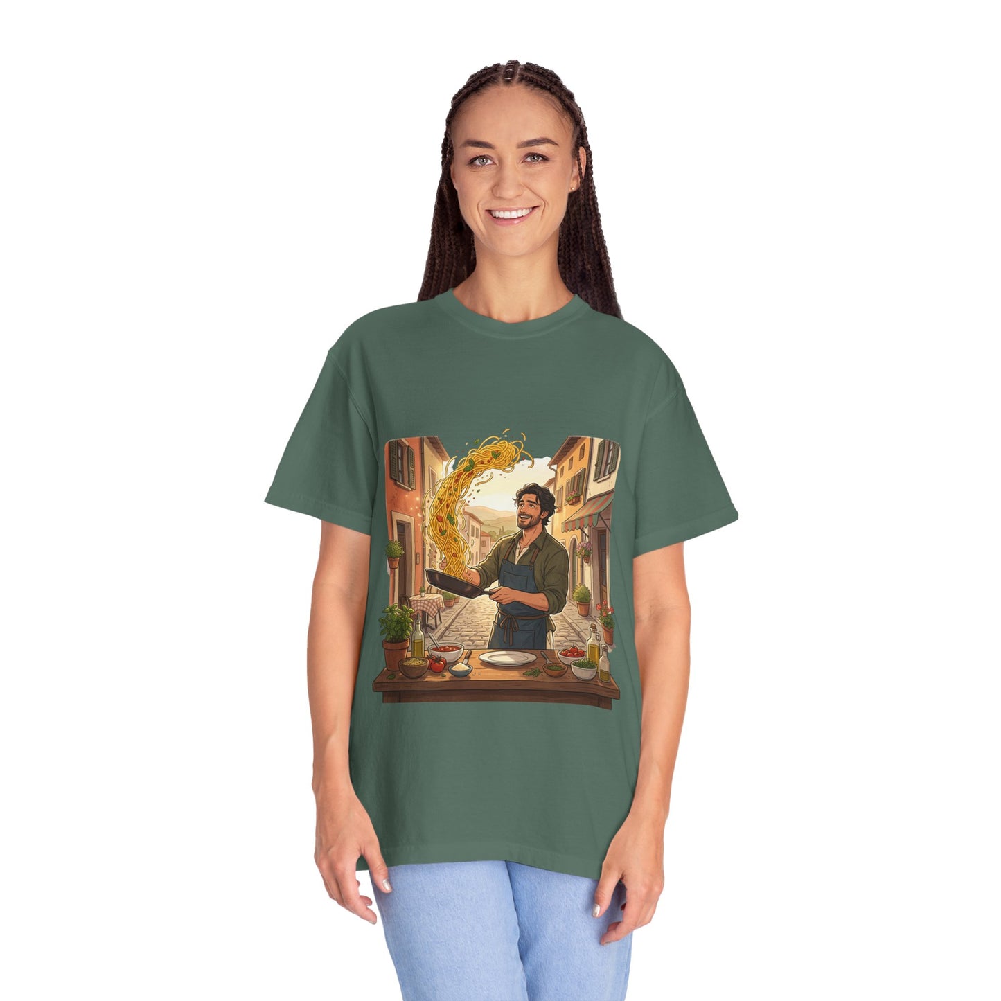 Italian Chef Pasta Toss T-Shirt — Vintage Street Kitchen Cooking Graphic Tee