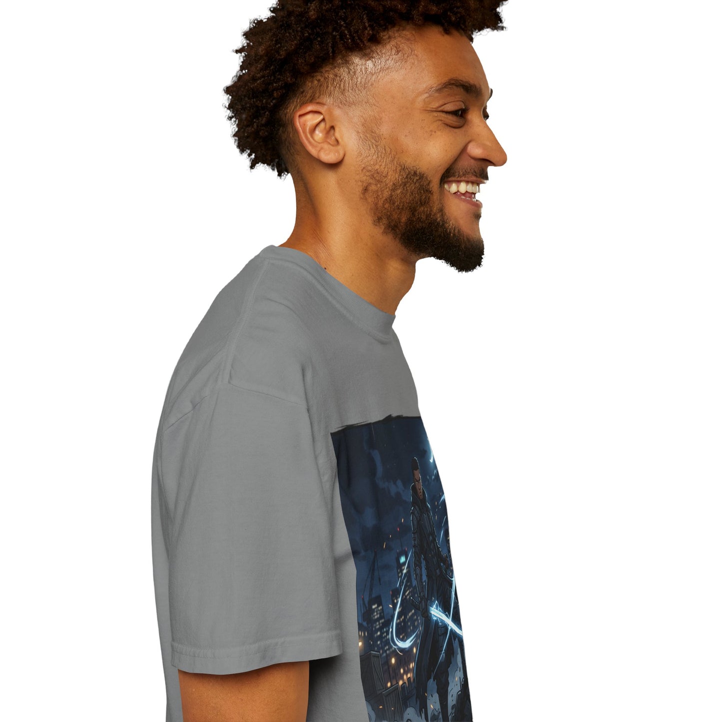 Urban Night Warrior T-Shirt — Neon Samurai Cityscape
