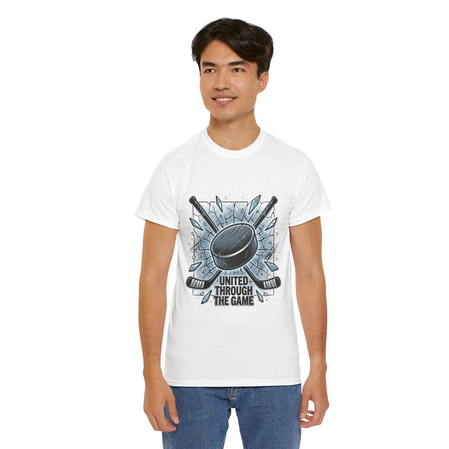 Hockey T-Shirt — "United Through the Game" Graphic Tee