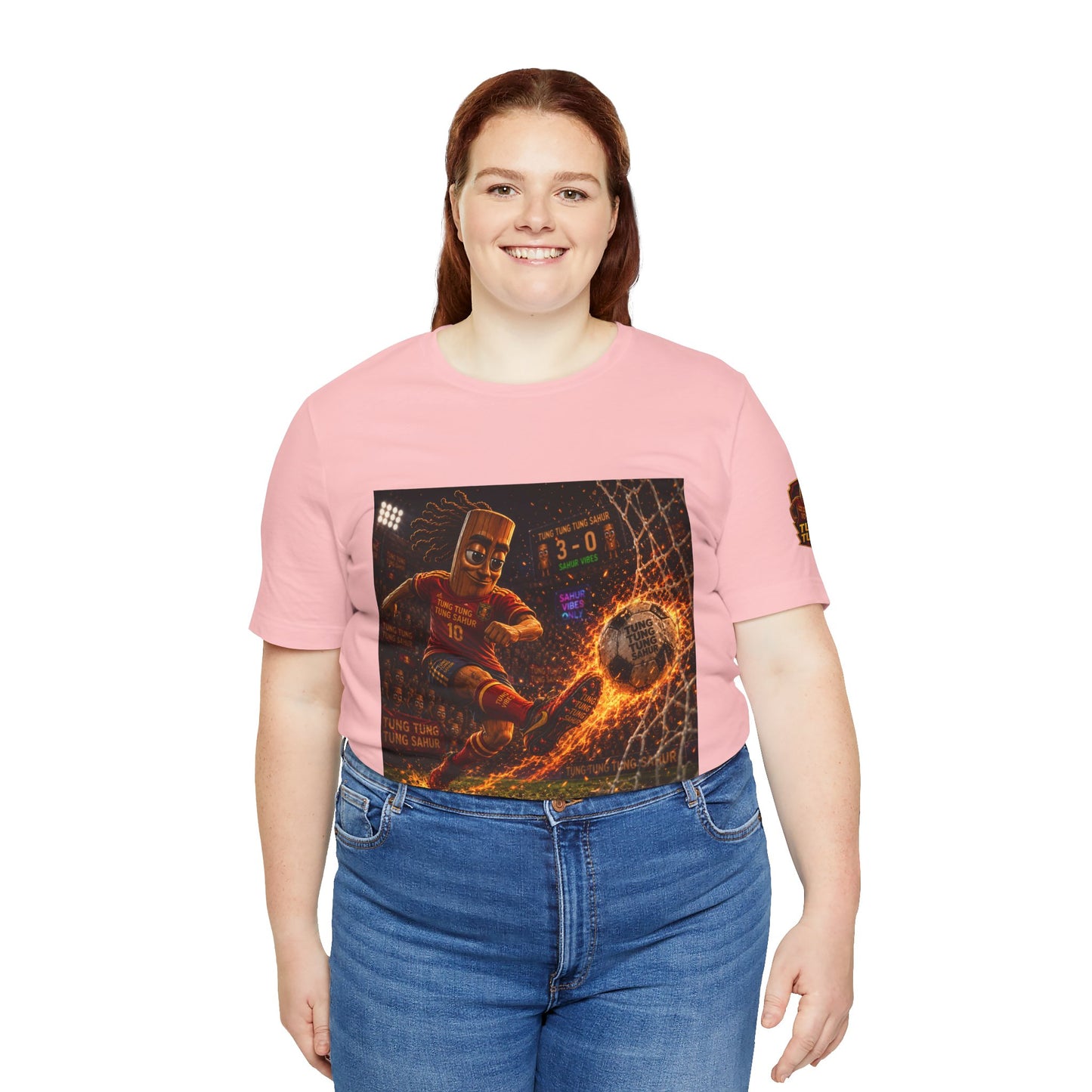 Tung Tung Tung Sahur Soccer Kick Firestorm Graphic Tee — ‘Goal’ Animated Kick Design