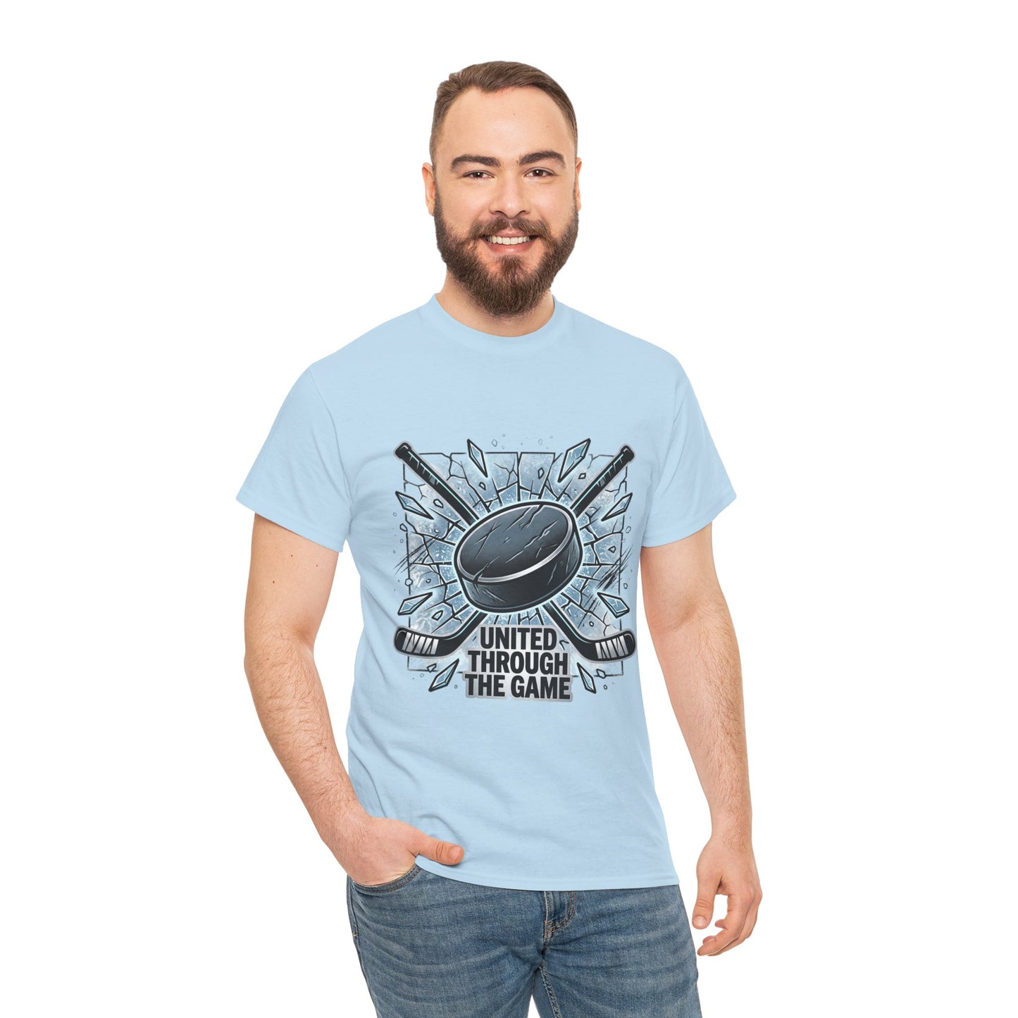 Hockey T-Shirt — "United Through the Game" Graphic Tee