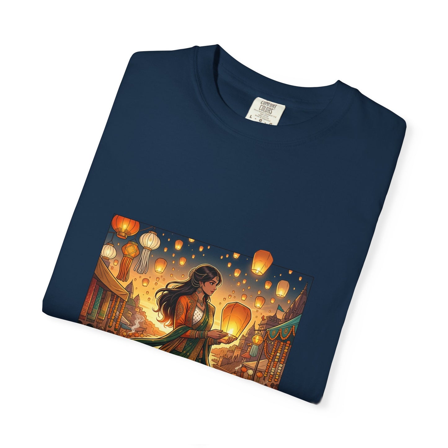 Diwali Lantern Festival T-Shirt — Indian Dancer with Floating Sky Lanterns