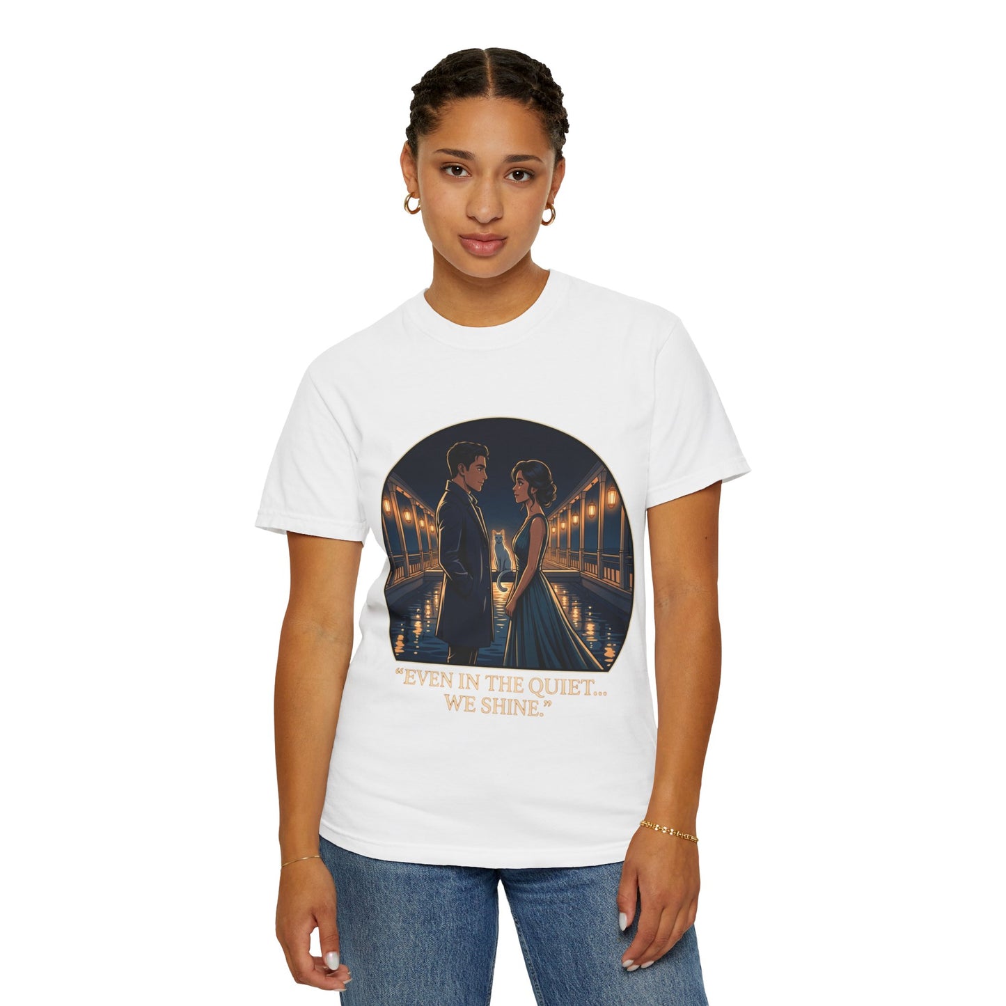 Romantic Night Stroll T-Shirt — "Even in the Quiet... We Shine" Graphic Tee
