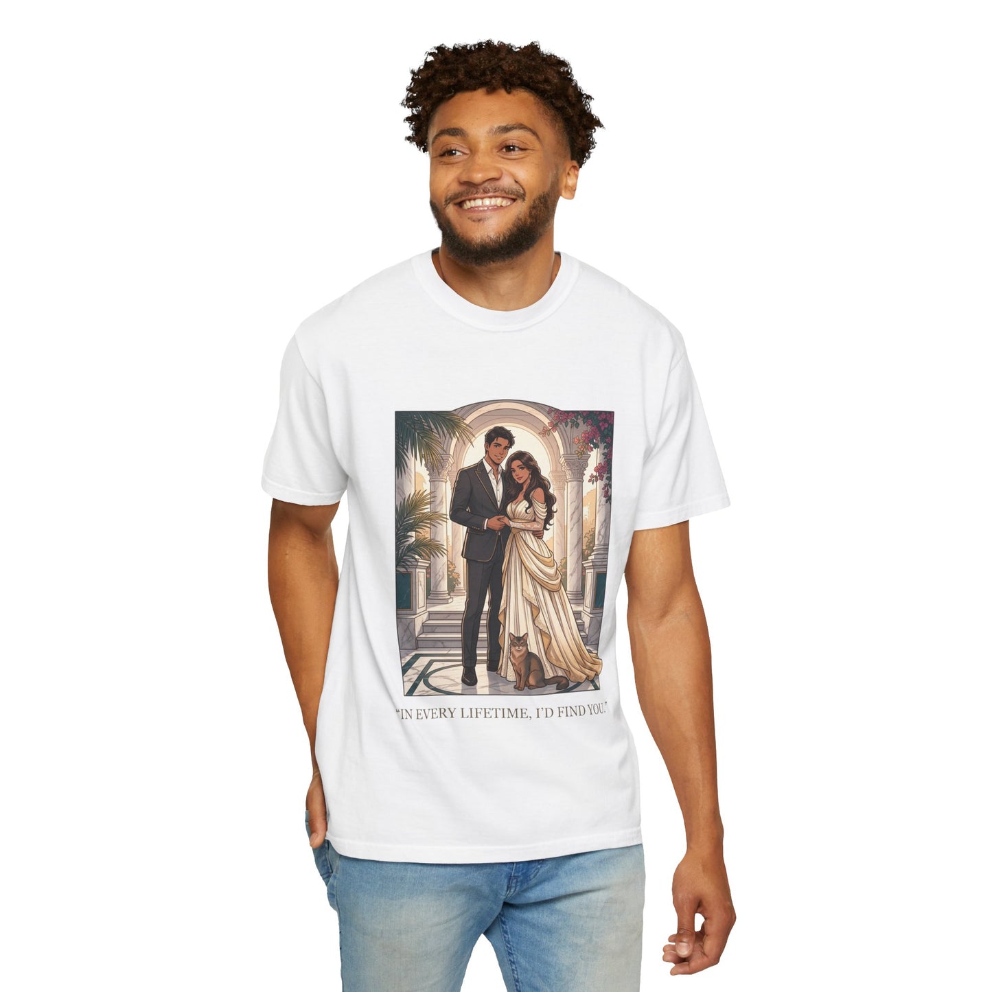 Romantic Vintage Wedding Portrait T-Shirt — "In Every Lifetime, I'd Find You"