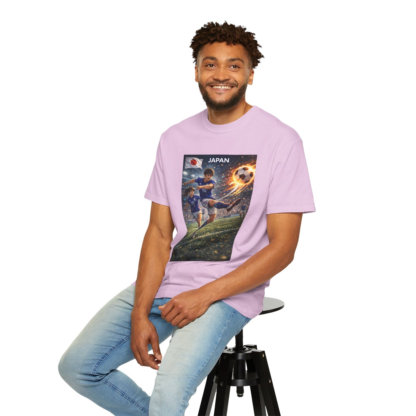 Japan Soccer Team Graphic T‑Shirt — Dynamic Football Players Design