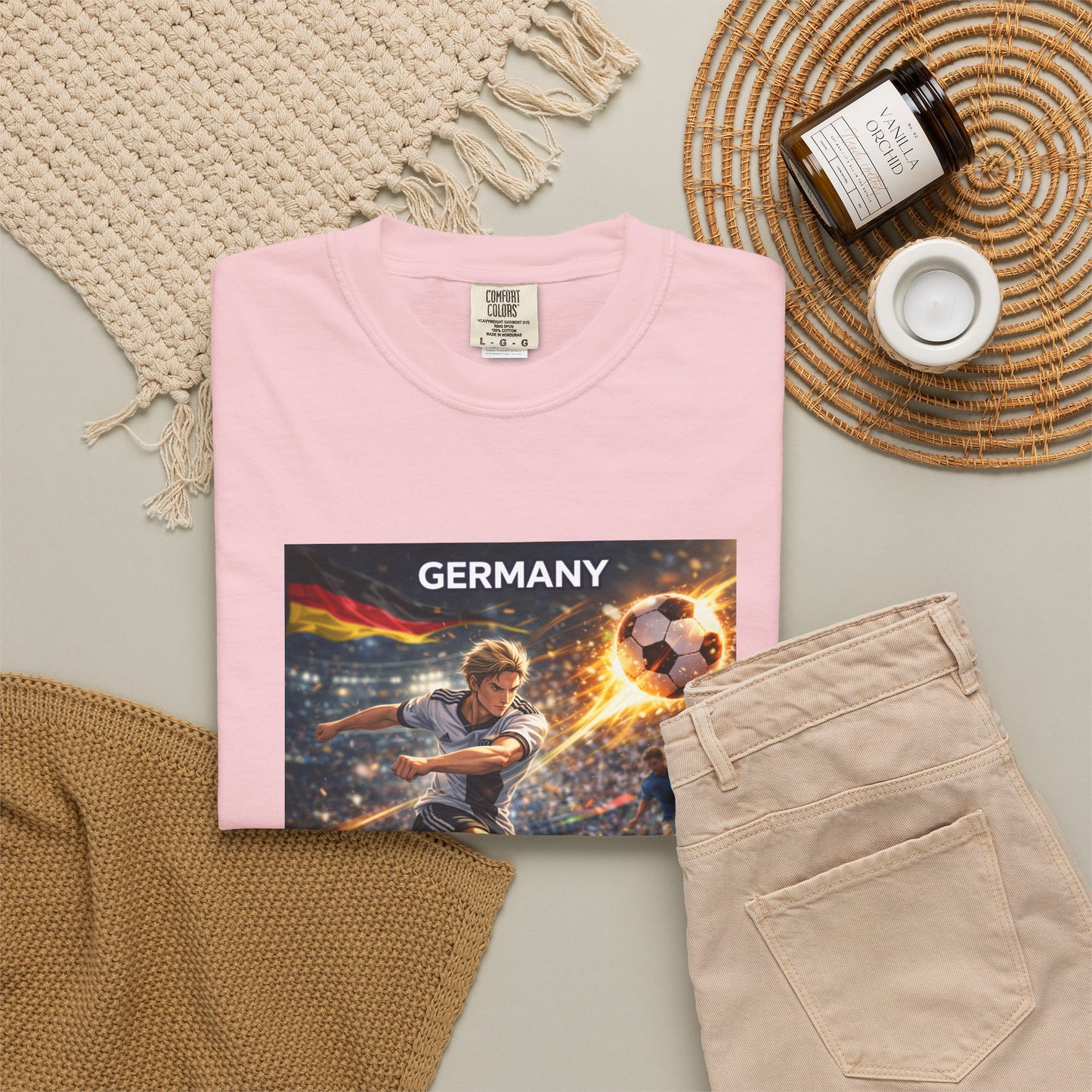 Germany Soccer Player Graphic T-Shirt — Retro Football Stadium Print