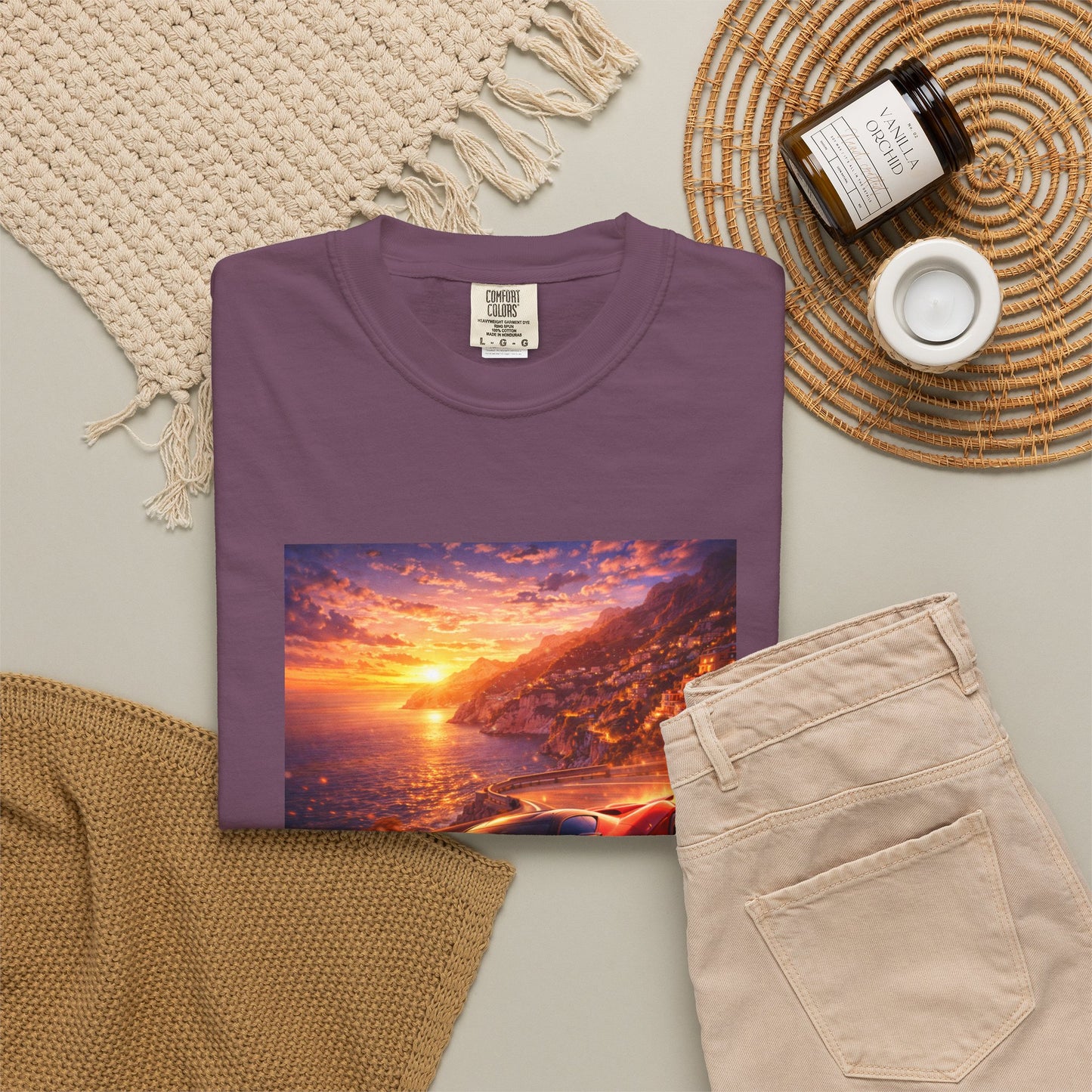 Ferrari F80- Amalfi Coast, Italy - T‑Shirt — Red Sports Car Print