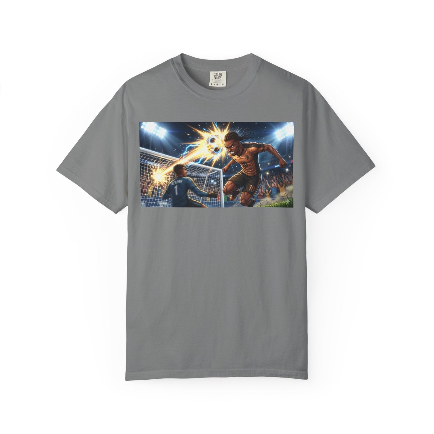 Soccer Goal Explosion T-Shirt — Action-Packed Football Graphic Tee