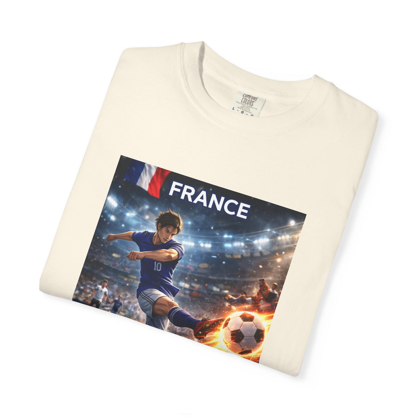 France Soccer Player Graphic T-Shirt — Football Kick Stadium Design