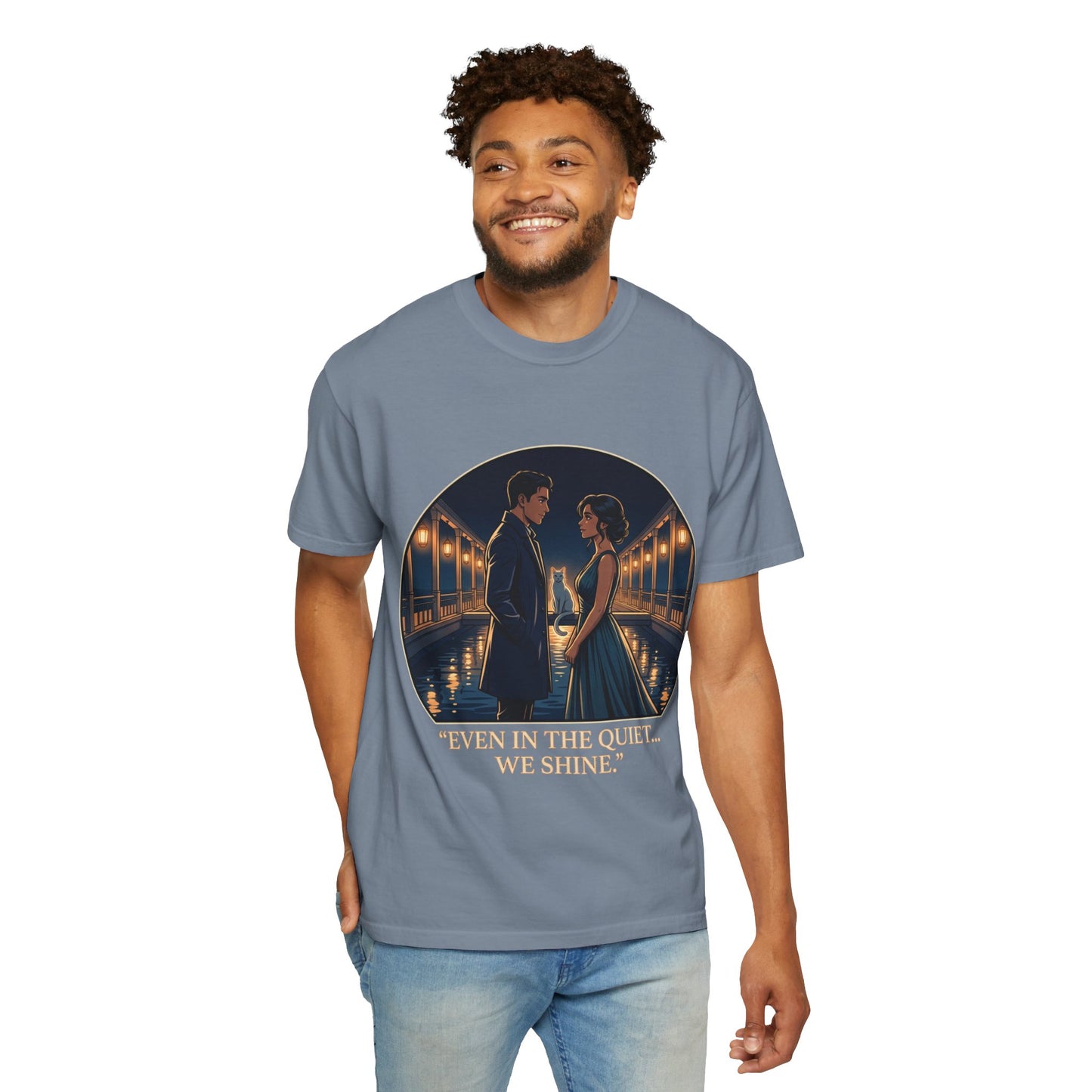 Romantic Night Stroll T-Shirt — "Even in the Quiet... We Shine" Graphic Tee