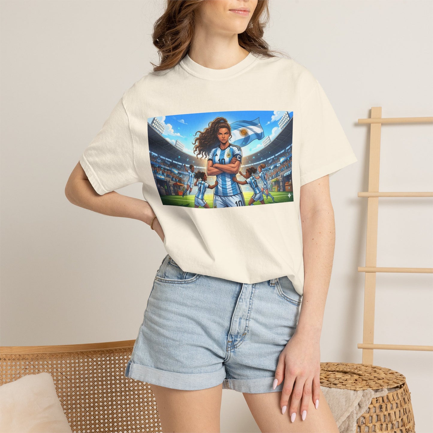 Argentina Soccer Heroine Stadium T-Shirt – Female Soccer Player Graphic Tee