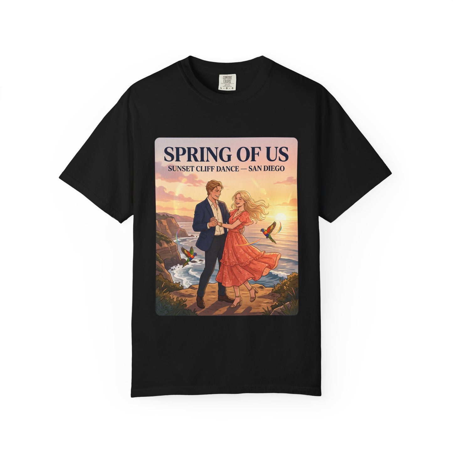 Spring of Us T‑Shirt — Sunset Cliff Dance San Diego Vintage Romance Tee