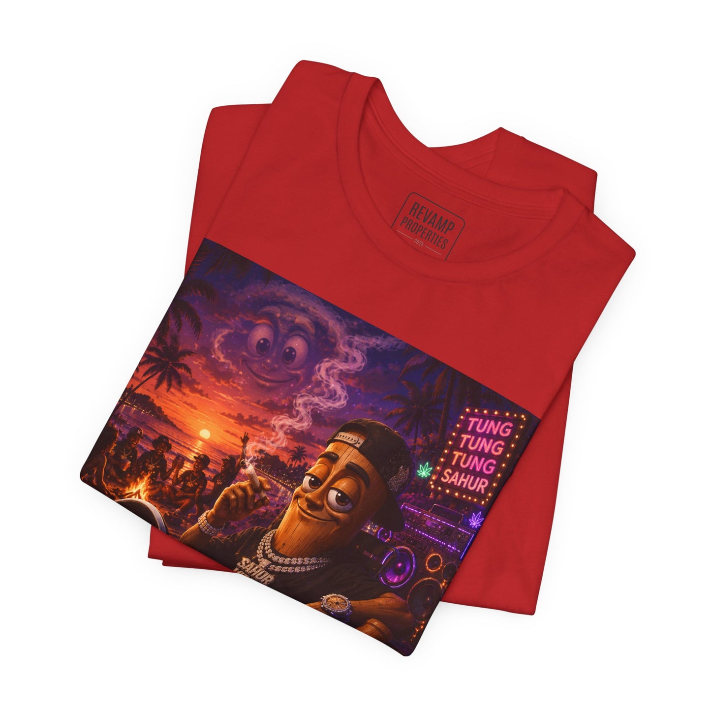Tung Tung Tung Sahur Laid-Back Nightlife Graphic Tee — "Things Take Time" Urban Cartoon Design
