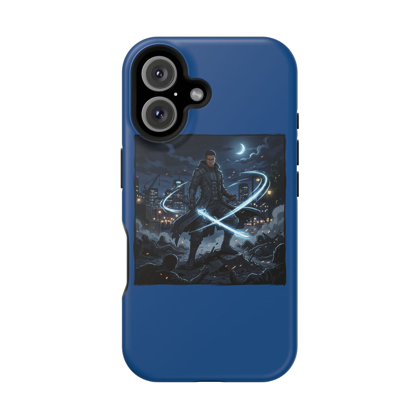 Magnetic Impact-Resistant Phone Case — Night Warrior Sci‑Fi Design