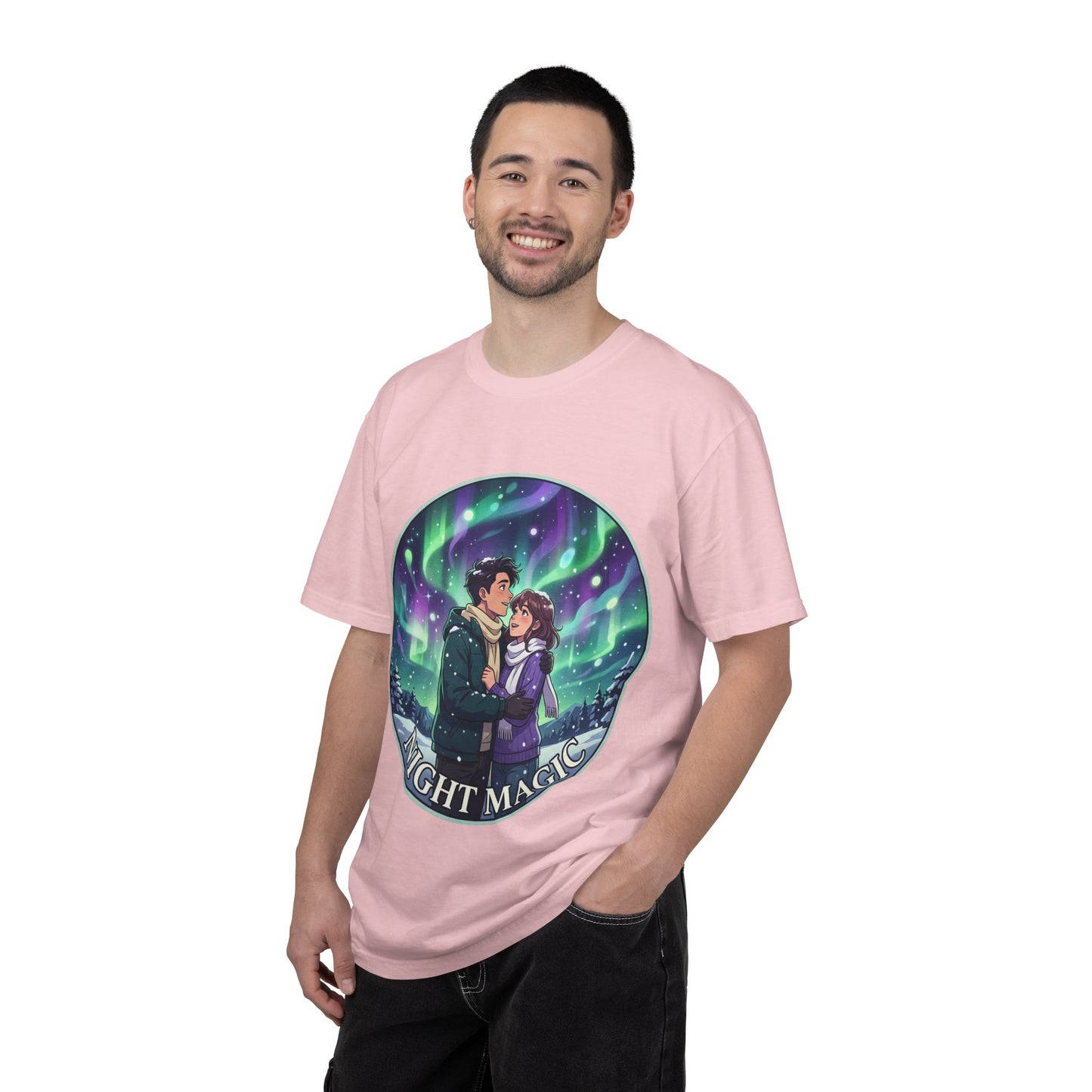 Night Magic T-Shirt — Northern Lights Couple Illustration