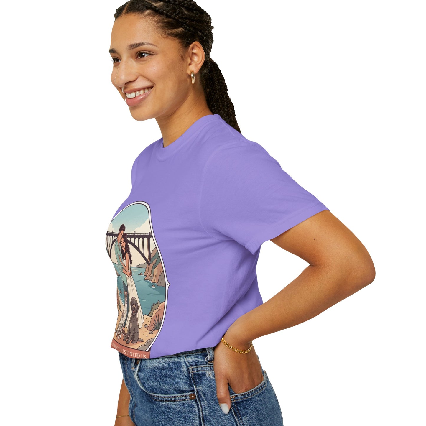 T-Shirt — Romantic Coastal Couples Tee “Some Moments Are Forever” with Dogs