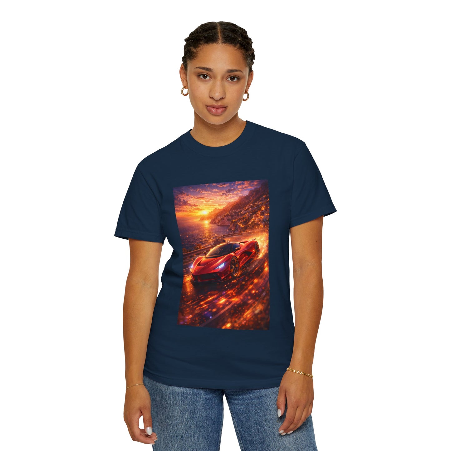 Ferrari F80- Amalfi Coast, Italy - T‑Shirt — Red Sports Car Print