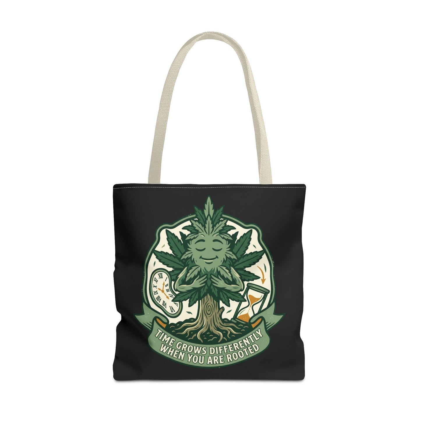 Rooted Tree Spirit Tote Bag — “Time Grows Different When You Are Rooted” Eco Tote