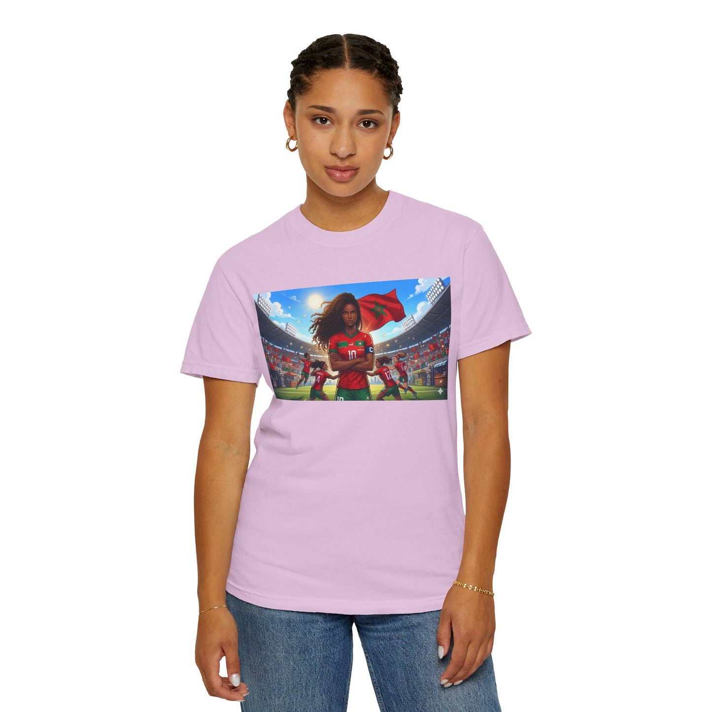 Morocco Soccer Champion Graphic T-Shirt — Inspiring Women’s Football Stadium Design