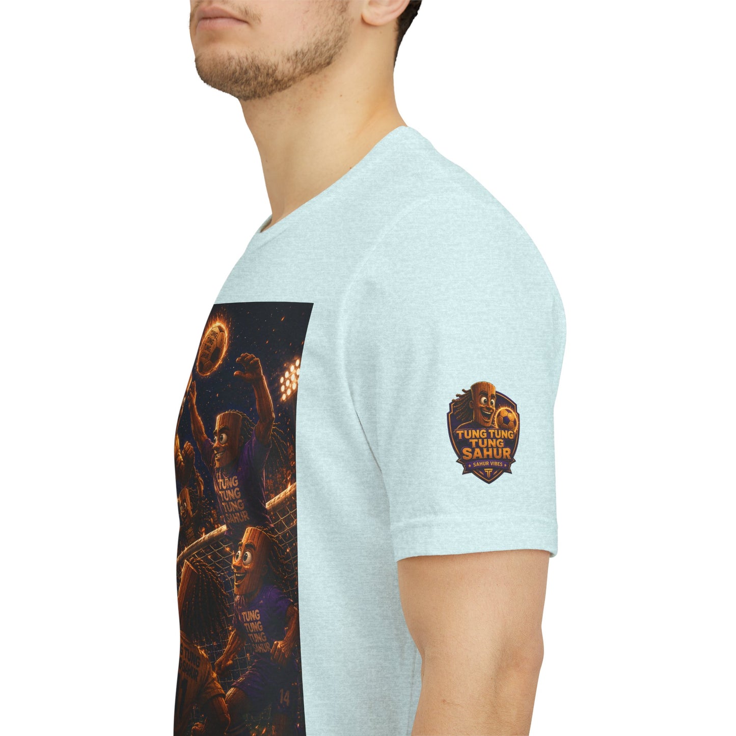 Tung Tung Tung Sahur Header Goal Soccer Action Graphic Tee — Team Court Night Design