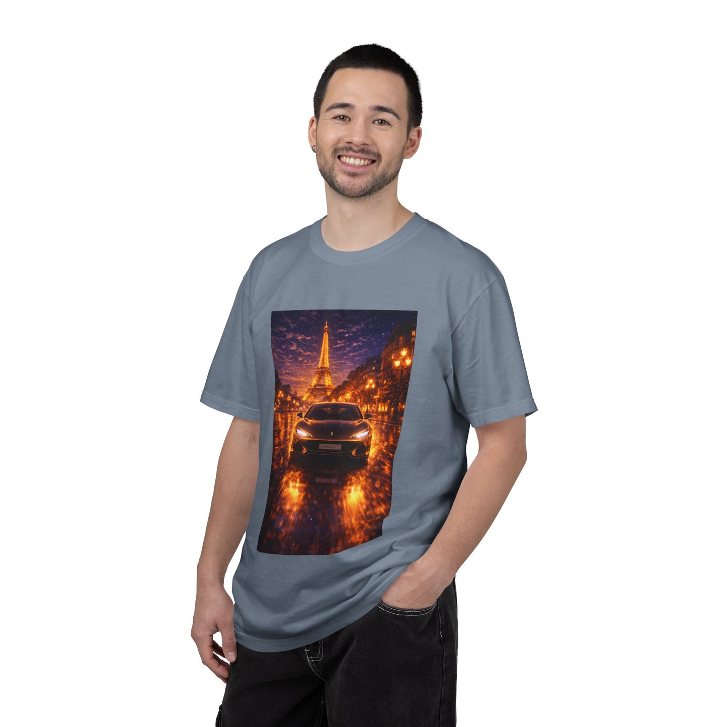 Paris Night Drive T-Shirt — Eiffel Tower Car Scene
