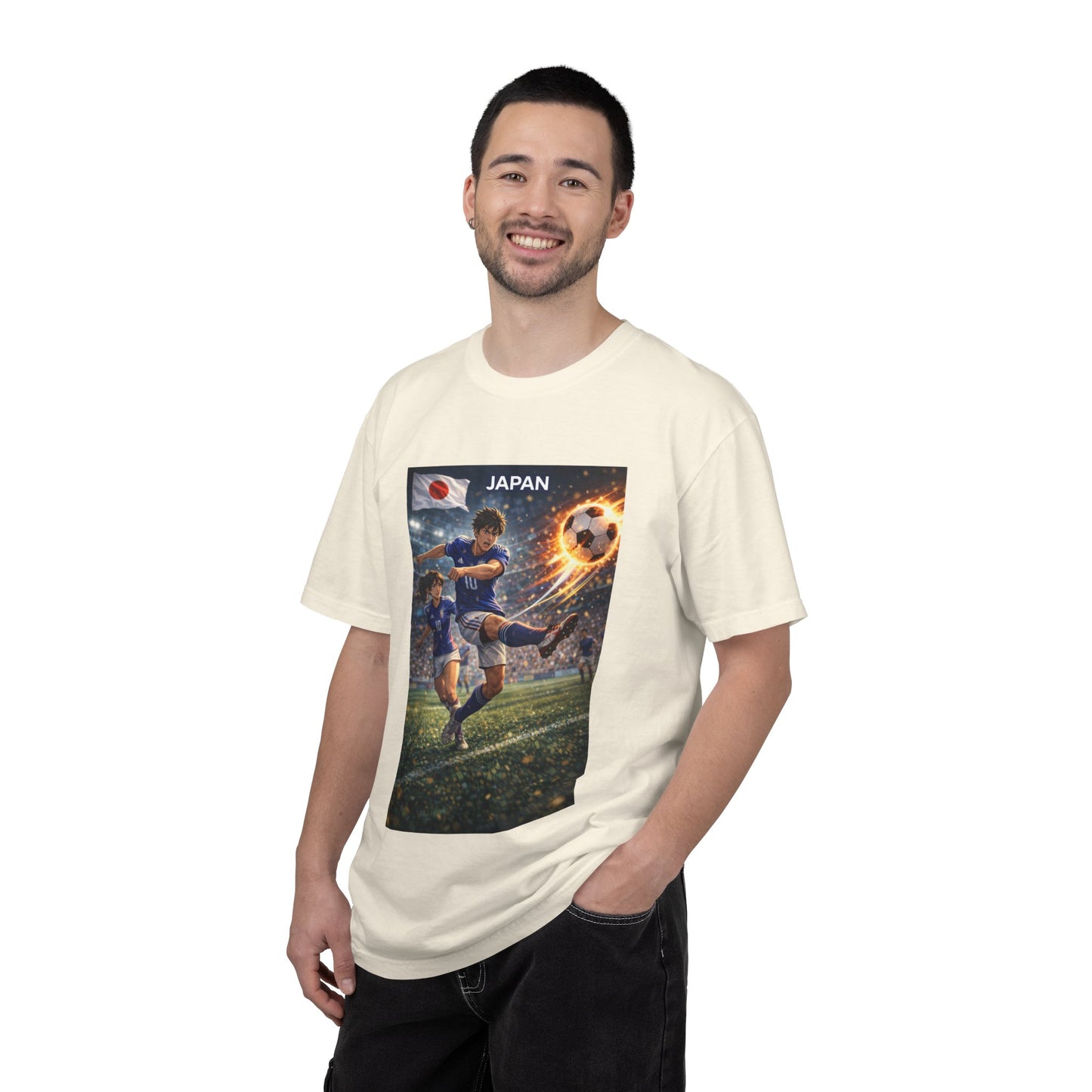 Japan Soccer Team Graphic T‑Shirt — Dynamic Football Players Design