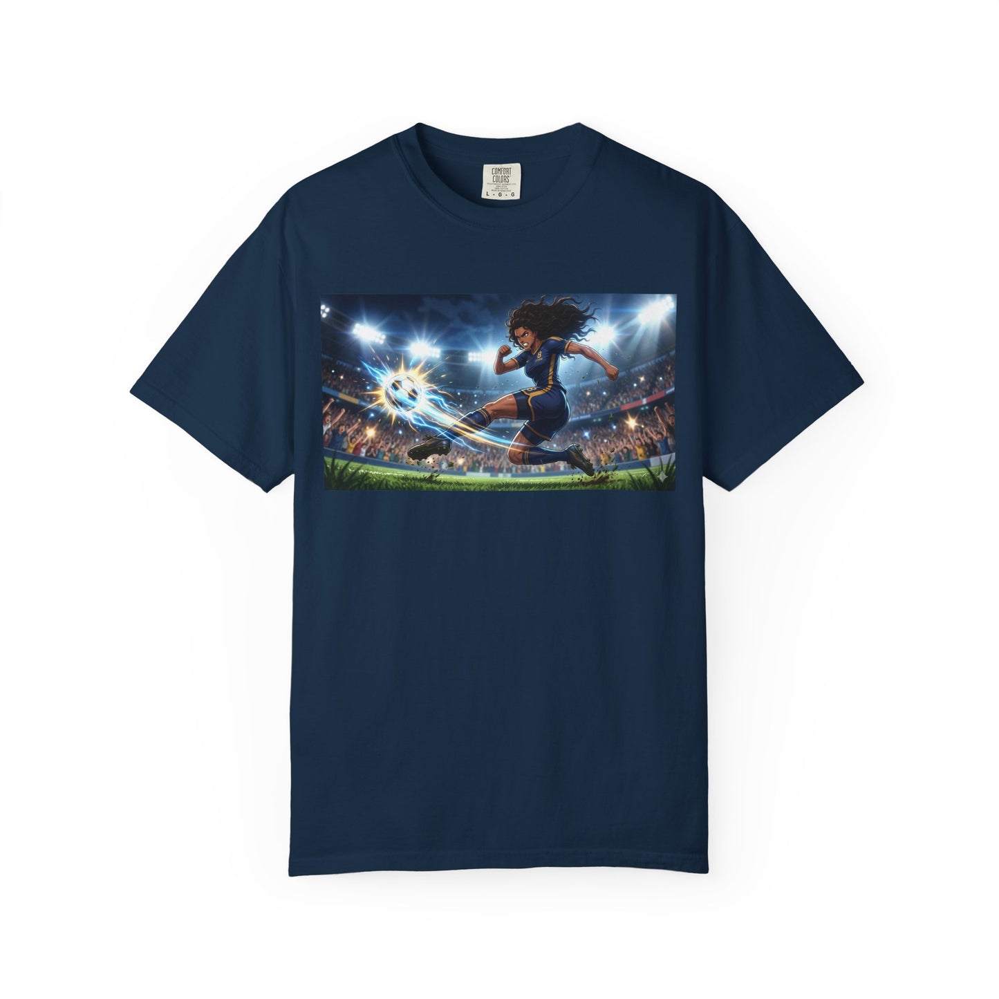 Soccer Kick Graphic T-Shirt — Energetic Stadium Football Design