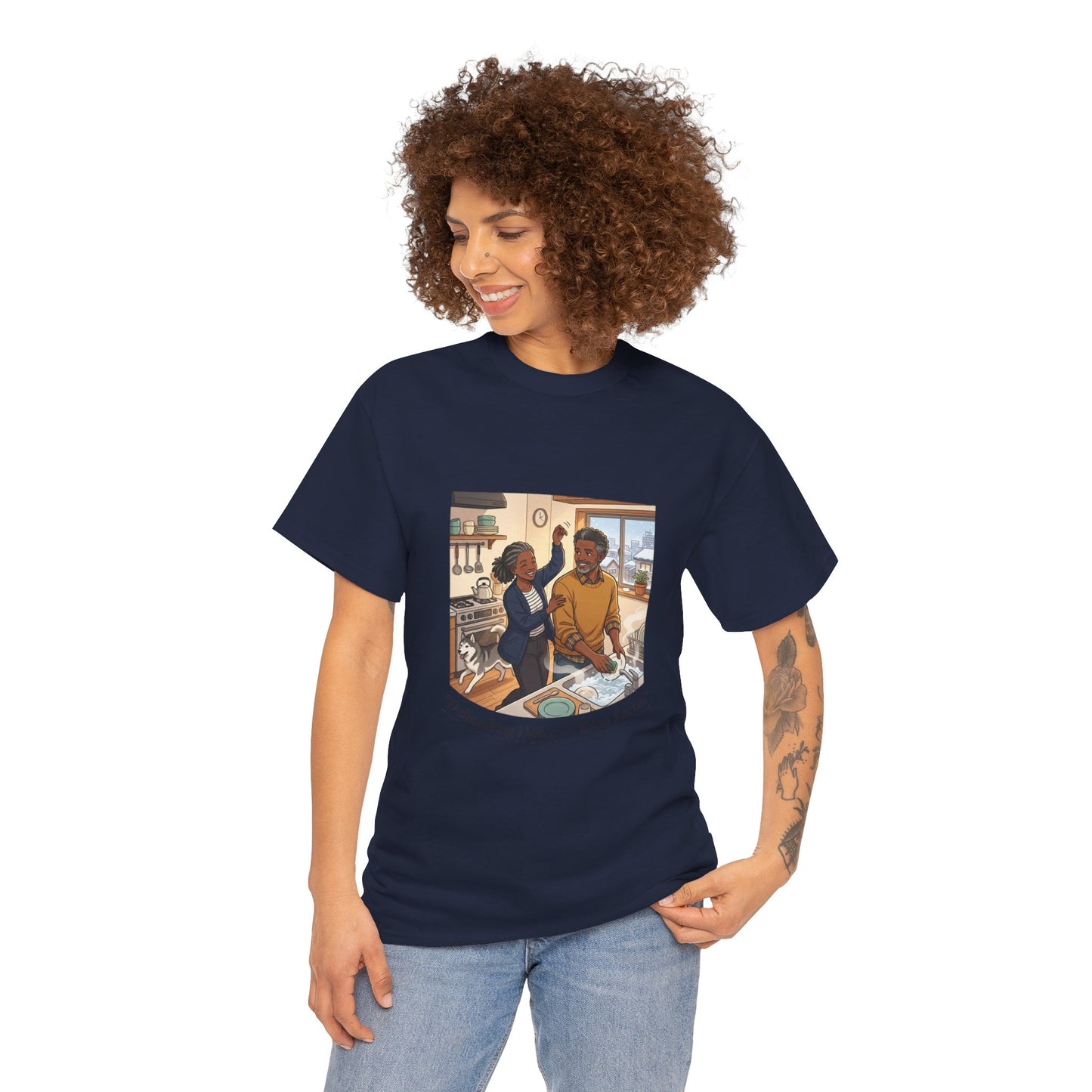 Dishwashing Dance Tee — Couple Kitchen Graphic T-Shirt