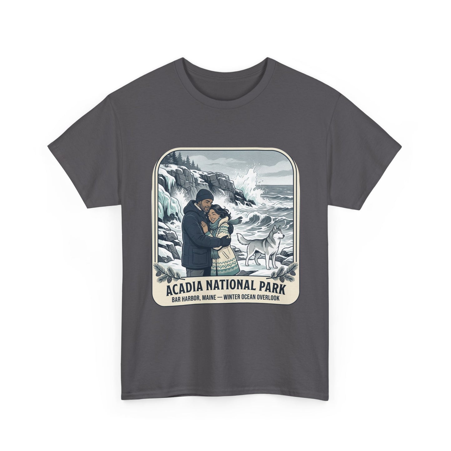 Acadia National Park Tee — Coastal Winter Couple Graphic