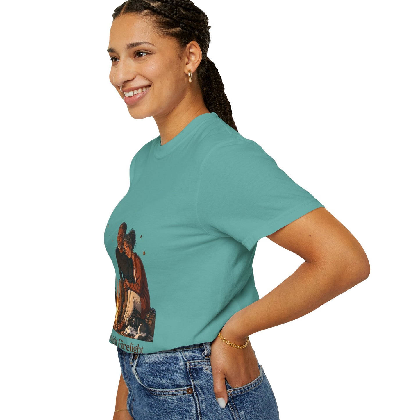 Midnight Firelight T-Shirt — Cozy Couple Campfire Graphic Tee