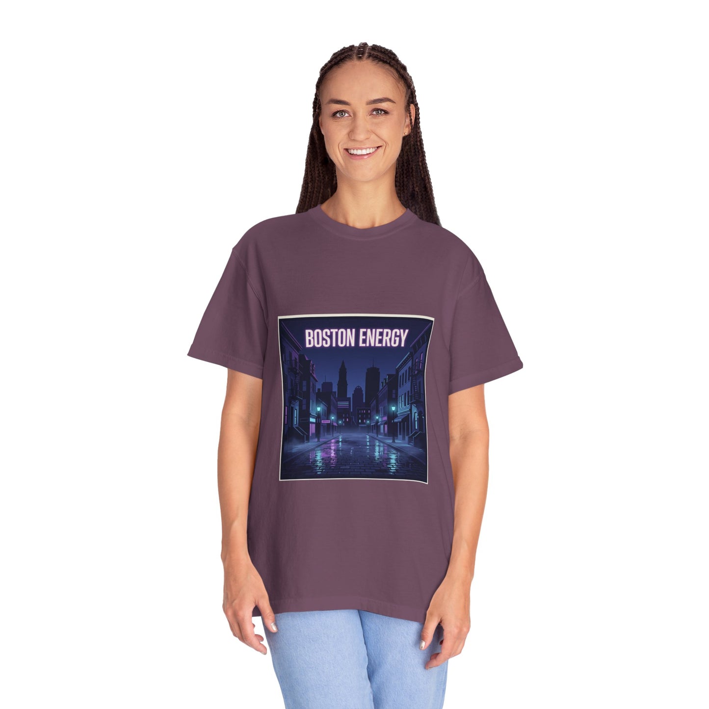 Boston Energy T-Shirt — Neon Cityscape Graphic Tee